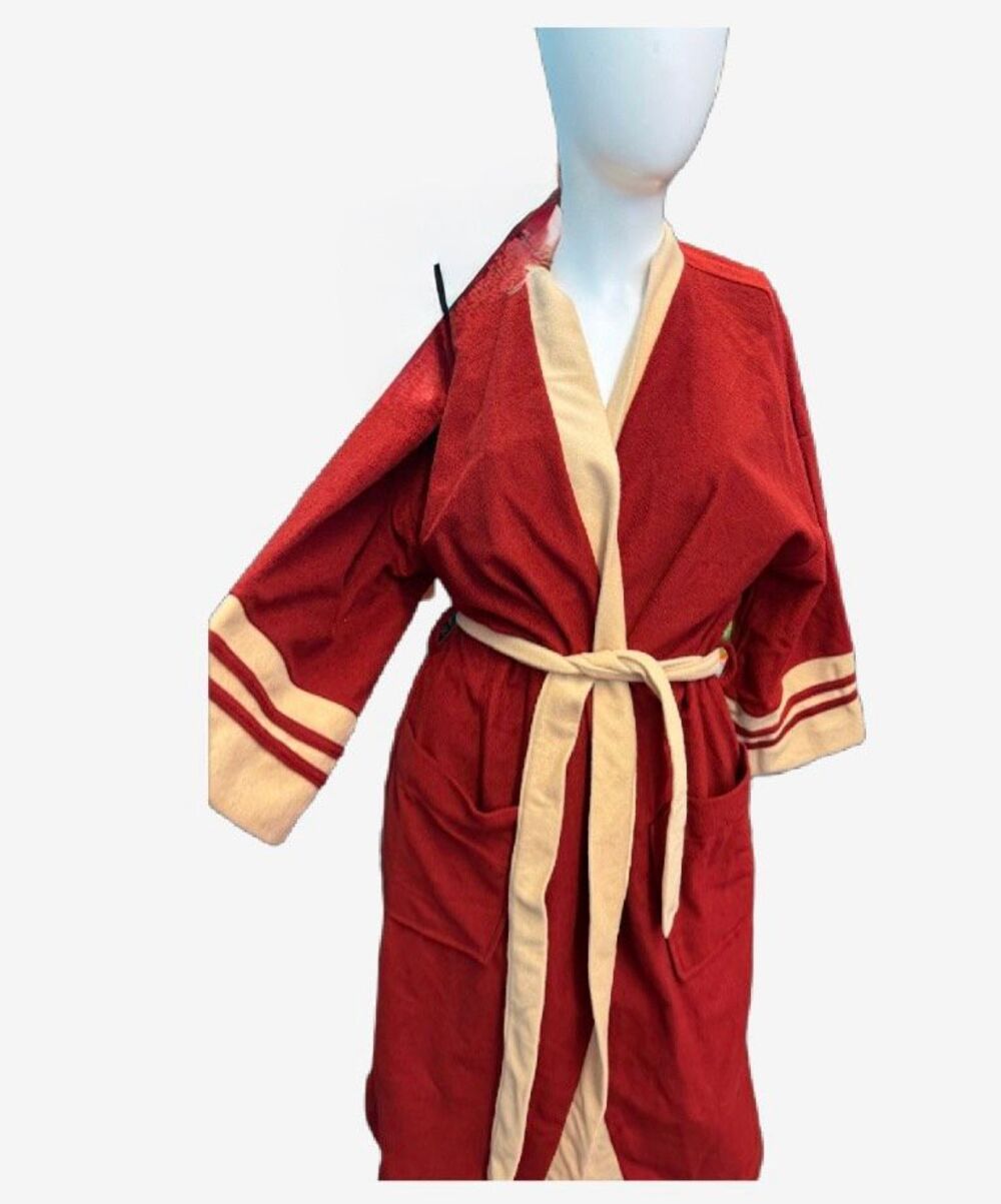 Straton Vintage 80’s Red and Tan Men’s Bathrobe size medium - Picture 3 of 6